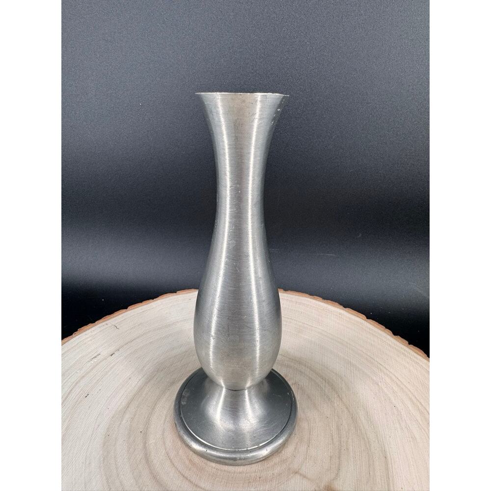 Vintage English Pewter Bud Vase Made in England Small Metal Flower Vase